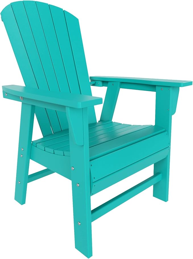 WestinTrends Dylan Adirondack Patio Dining Set for 6, All Weather Poly Lumber Outdoor Table and Chairs Set of 4, 71" Trestle Table and Adirondack Dining Chair with Dining Bench, Turquoise