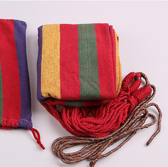 FRCOLOR Striped Canvas Camping Hammock Hanging Chair 190x85cm Portable Outdoor Swing for Garden and Indoor Use European Rainbow Color