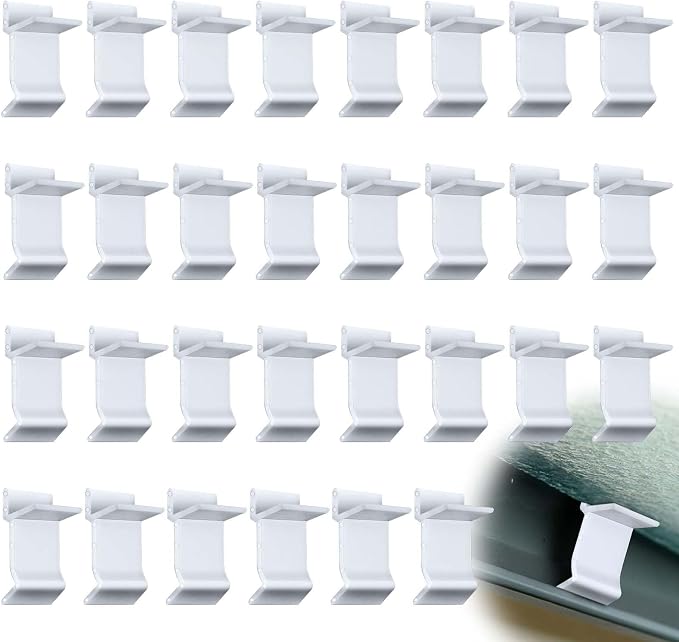 Wenfan 30 Pcs Table Rim Clips 1.26"x0.79" Nylon Patio Table Clips for Glass and Acrylic Table Tops White Patio Furniture Clips - Help Support Tabletops in Rim