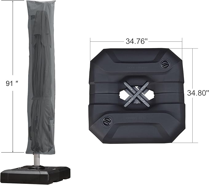 PURPLE LEAF 8'×8' Patio Cantilever Umbrella with Base Included Offset Outdoor Umbrella with Cover Square Outdoor Patios for Backyard Pool Garden Grey