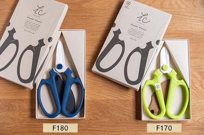 Japanese Floral Scissors - SAKAGEN Hand Creation, Professional Ultra Sharp Flower Shears for Floral Design, Ikebana & Gardening, Made in Japan, F-170 (Light Green)