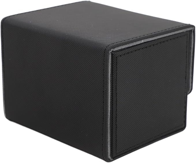 Zunate Card Deck Box for Tarot or Game Cards, Large Capacity PU Leather Storage Box/Cover with Magnetic Flap Lid, Holds 100 Cards, Soft Felt Lining, Black Finish (Black)