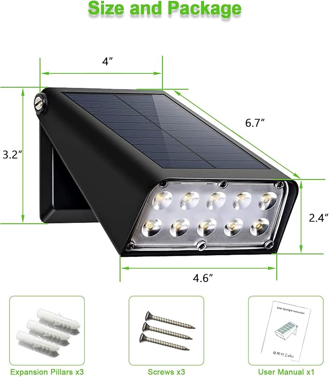 Solar Lights Outdoor with Lights Reflector&2 Lighting Modes, Solar Security Spot Lights 90° Adjustable, IP65 Waterproof Solar Powered Wall Lights for Garden/Patio/Yard/Deck/Pool Area, 8-Pack