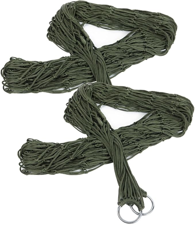 2pcs Portable Nylon Sleeping Swing Hammock Army Green Breathable Hanging Bed for Camping Hiking Picnic Outdoor Leisure and Relaxation
