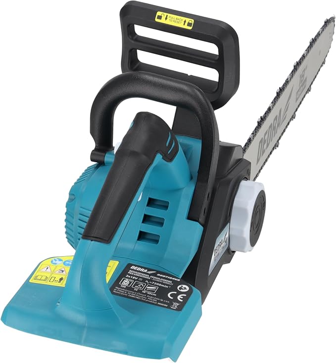 DEDRA Cordless Chainsaw 18 Inches, 2 x 18 V, Guide Rail 18 Inches, Double Power Supply, with Safety Brake, Brushless Motor, Tool-Free Chain Tension, without Battery/Charger