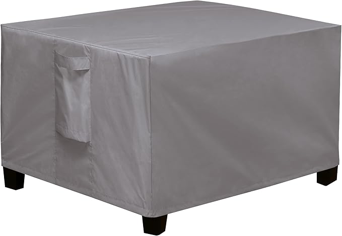 Easy-Going Rectangle Patio Ottoman Cover, Waterproof Outdoor Ottoman Cover, Fade Resistant Patio Side Table Cover, Durable Outdoor Furniture Covers with Sealed Seam (34"x24"x17", Grey)