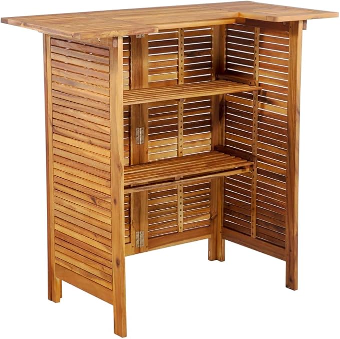 vidaXL Bar Table, Outdoor Pub Table, Bistro Table, Counter Height Table for Balcony Porch Garden Deck Backyard, Farmhouse, Solid Acacia Wood