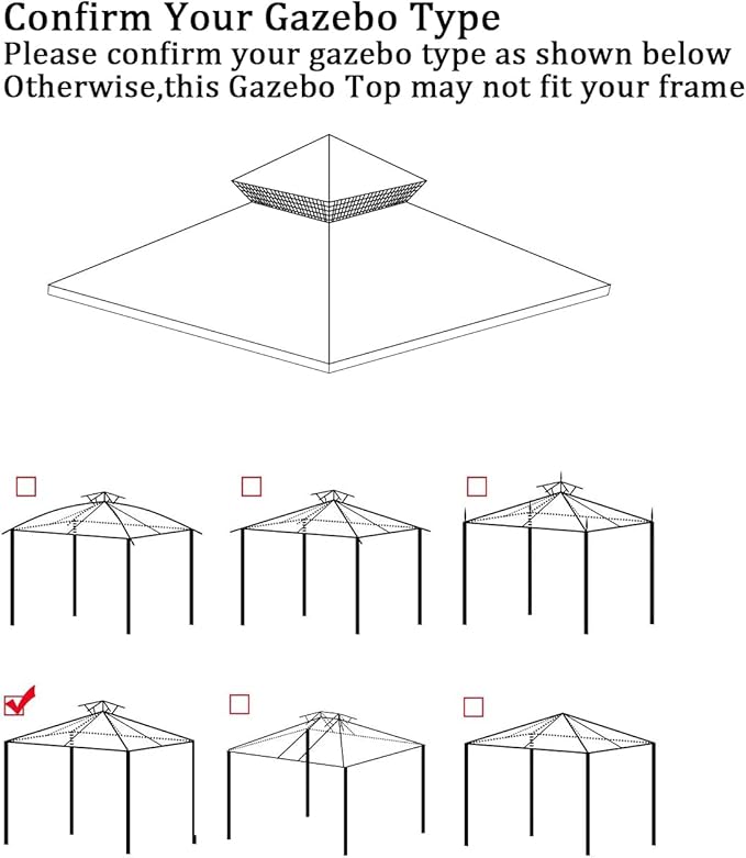 Gazebo Replacement Top 10x10 FT, Gazebo Canopy Replacement Cover for 2 Tier Outdoor Patio Garden Tent Frames,Canopy Cover with Air Vent, Beige