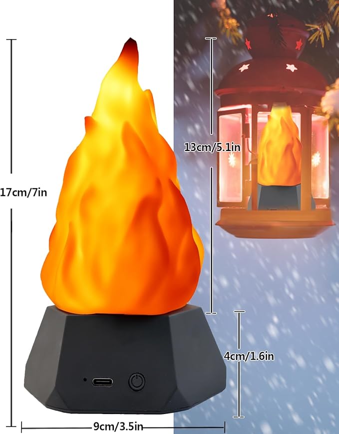Fake Fire Lamp, LED Rechargeable Travel Night Light with Flickering Cozy Lighting,3-Mode Flame Fireplace Candles for Apartment Patio Decor Outdoor Camping Decorations-4 Pack…