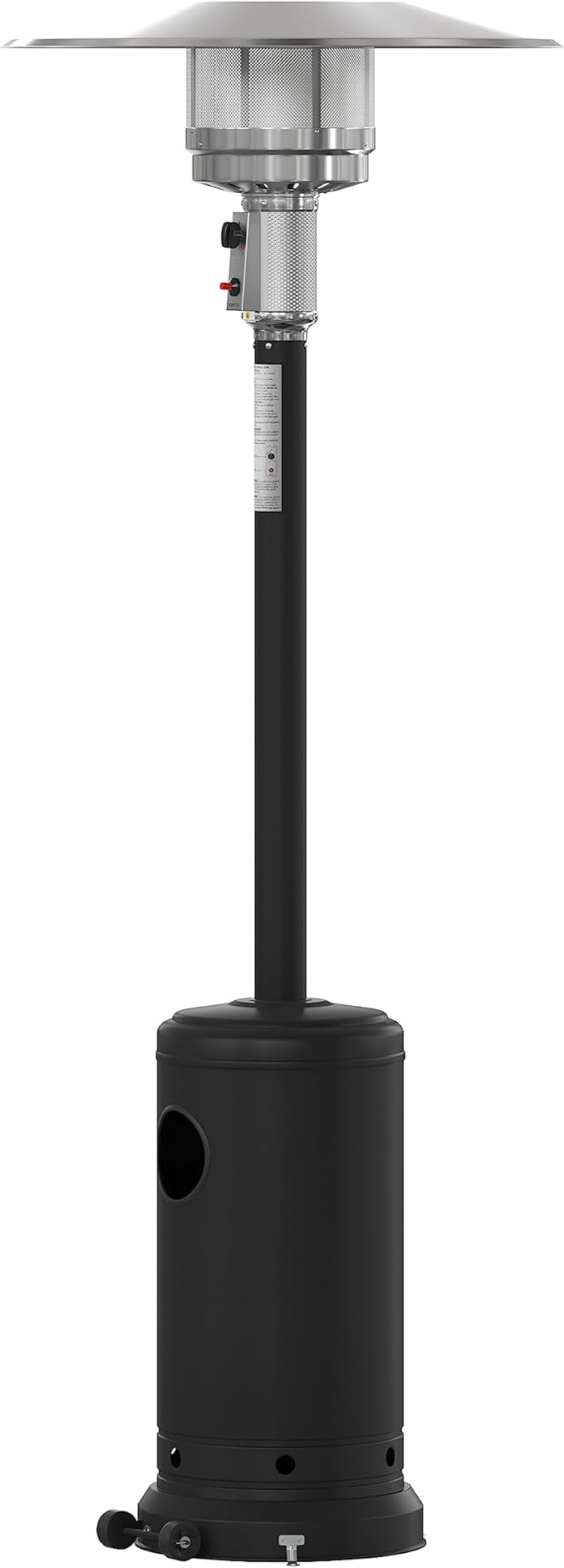 Flash Furniture Sol Patio Outdoor Heating-Black Stainless Steel 40,000 BTU Propane Heater with Wheels for Commercial & Residential Use-7.5 Feet Tall