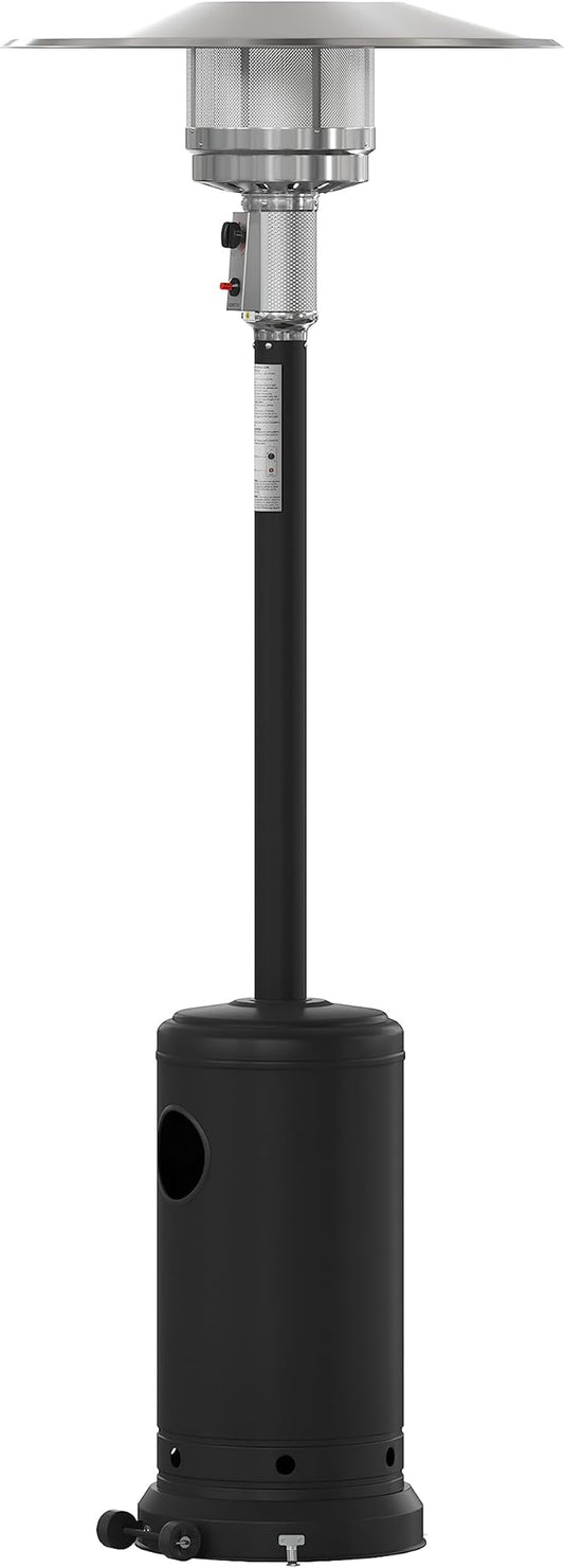 Flash Furniture Sol Patio Outdoor Heating-Black Stainless Steel 40,000 BTU Propane Heater with Wheels for Commercial & Residential Use-7.5 Feet Tall