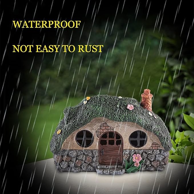 Fairy Garden Statues,Fairy Garden House with Solar Powerd Night Light,Yard Decorations Outdoor Fairy Garden Accessories Decor for Outside (House)