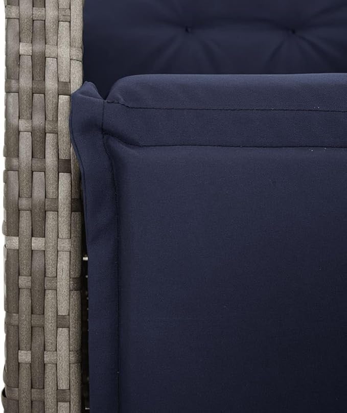 Backyard Furniture Patio Conversation Sets Outdoor Seating 9 Piece Patio Dining Set with Cushions Gray Poly Rattan Suitable for Gardens, Balconies, Decks