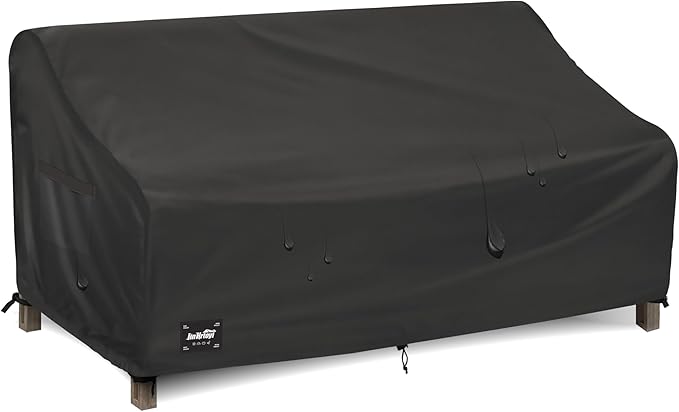 JinHrtoyi 2-Seater Patio Loveseat Cover, 60Wx38Dx35H inches Outdoor Furniture Covers Waterproof,100% Waterproof Heavy Duty Patio Furniture Covers,Black Minimalism Style Outdoor Sofa Cover