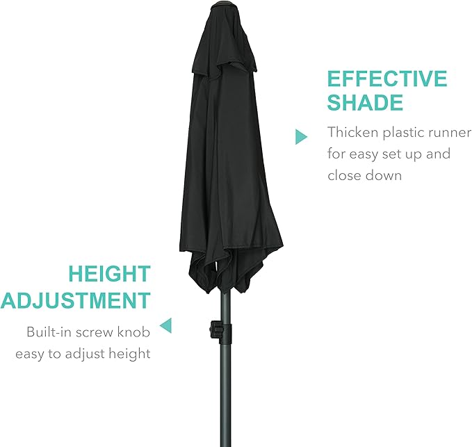 AMMSUN 6ft Patio Umbrella Outdoor Table Umbrellas with Push Button Tilt, UPF50+ Premium Steel Pole and Ribs for Deck, Lawn, Garden, Backyard & Pool (Black)