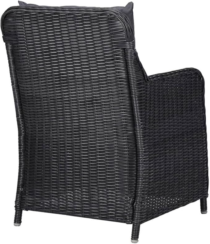 BOWERY HILL 9-Piece Patio Dining Set, Black PE Rattan, Weather-Resistant, Stackable Chairs, Cushioned Seating, Modern Design for Outdoor Garden, Balcony, or Terrace Dining