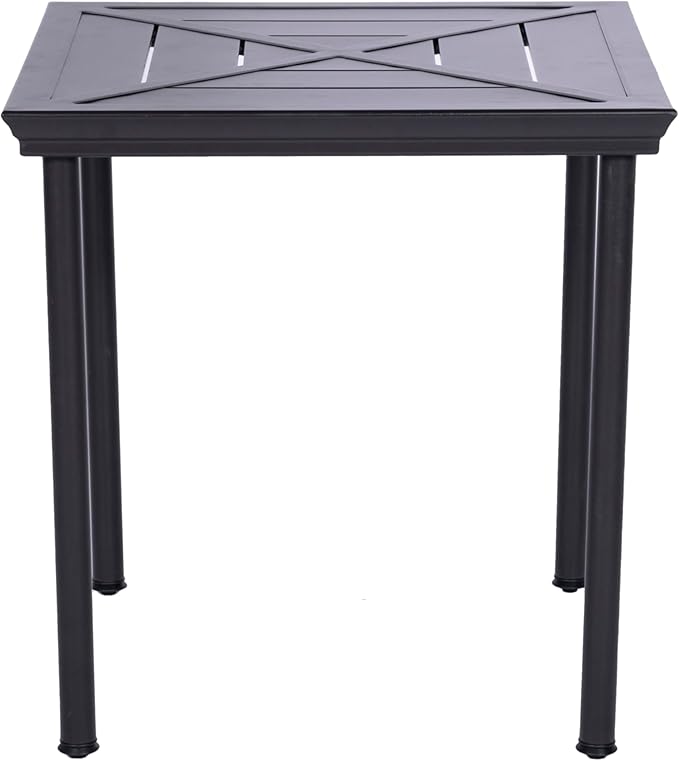 Hanover Montclair 3-Piece Patio Conversation Set, 2 Swivel Rocker Chairs with Comfortable Seat and Lumbar Cushions, 27" Square Stamped Rectangle Table, All-Weather Outdoor Bistro Set