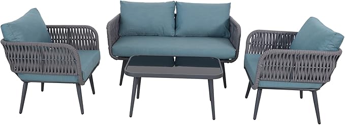 4-Piece Caicos Outdoor Patio Conversation Set with Cushions