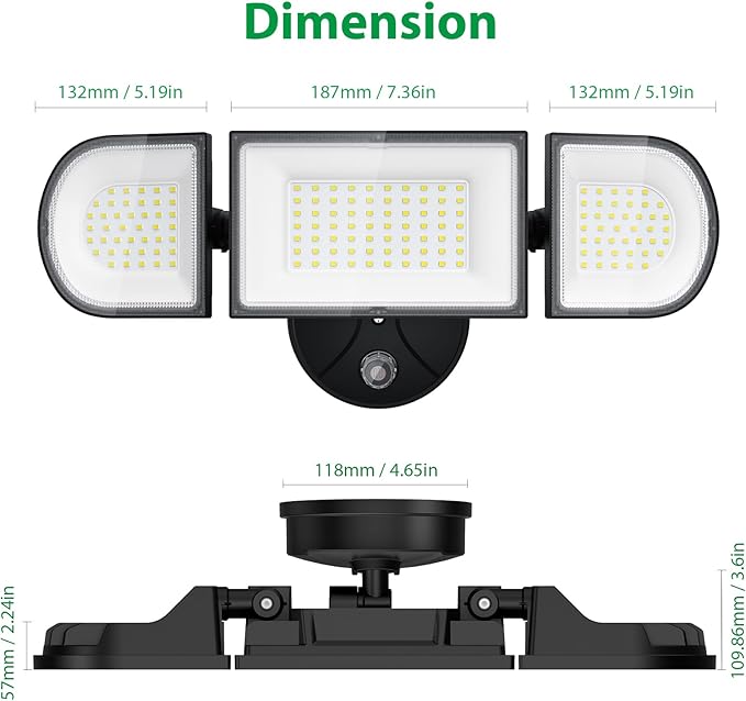 iMaihom 130W Dusk to Dawn Outdoor Lighting, 13000LM LED Security Floodlight with Photocell Auto On/Off, 3 Adjustable Heads, IP65 Waterproof, Hardwired for Garage, Yard, Driveway, 6500K Daylight