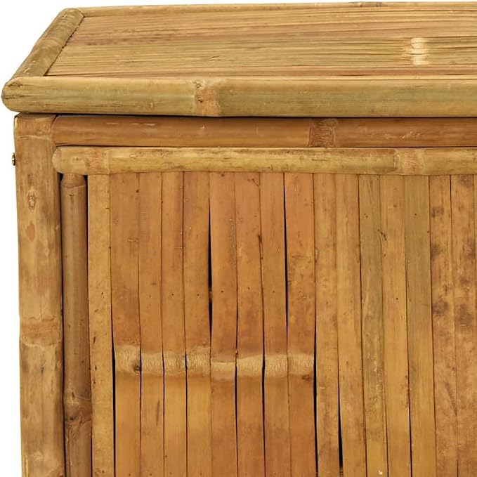 Natural Bamboo Storage Box for Patio, Outdoor Garden Storage Box with Zipper for Organizing Cushions, Tools, and Toys, Water Resistant for Cushions