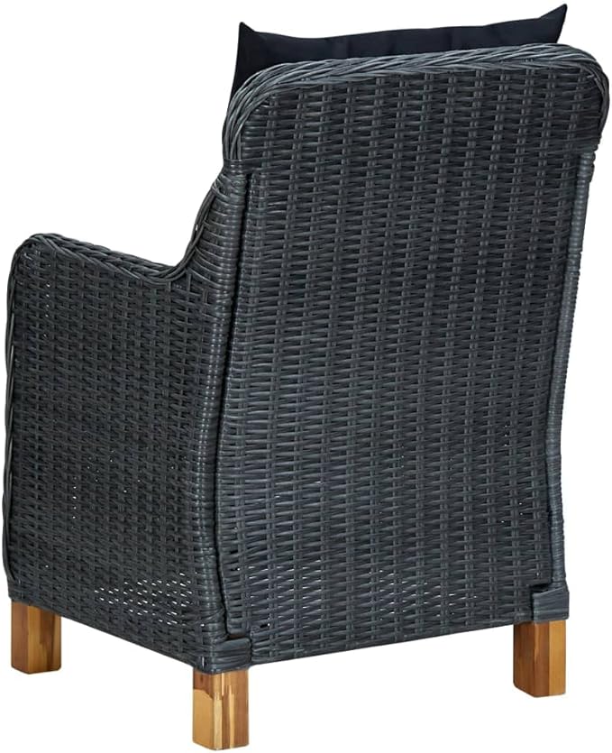 3 Piece Patio Lounge Set with Cushions Poly Rattan Dark Gray, Outdoor Patio Sectional, Outdoor Sofa Set, Furniture Conversation Sets, Outdoor Porch Furniture for Balcony, Yard