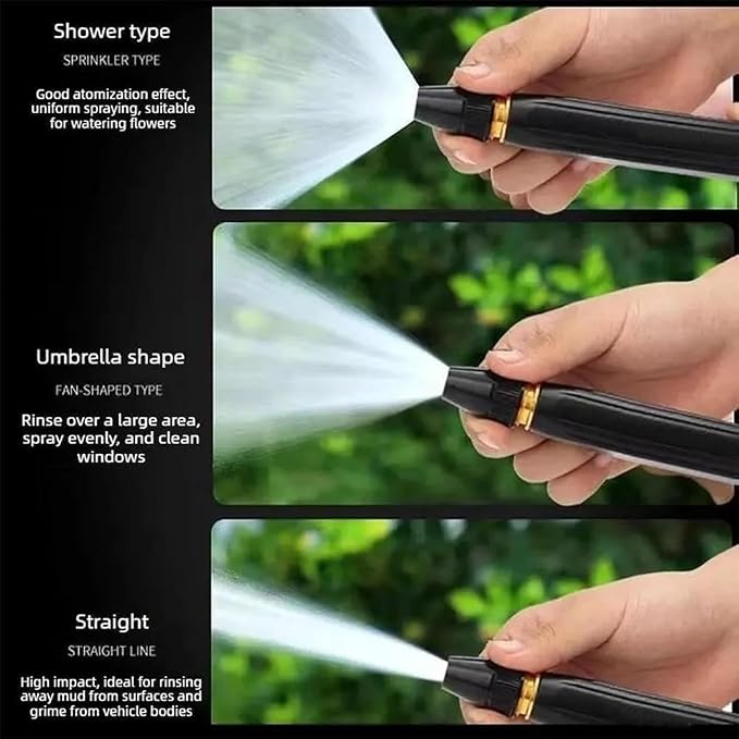 Home High-Pressure Car Wash Water Gun With Booster Nozzle, Suitable for watering plants and vegetables and washing cars,Includes 4 stainless steel hose clamps