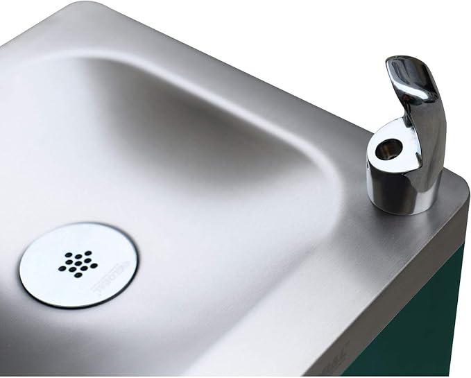 Global Industrial Outdoor Bottle Filling Station with Bi-Level Drinking Fountain, 316 Stainless Steel, 47-3/4"W x 10-1/4"D x 60-1/4"H, Green Powder Coat