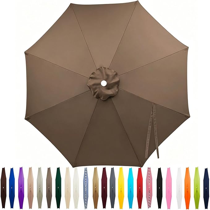 Outdoor Patio Umbrella Replacement Canopy 7.5ft/9ft/10ft/11ft 6/8 Ribs, Cantilever Offset Patio Umbrella Fabric Cover Resistant Waterproof Shade for Table Pool