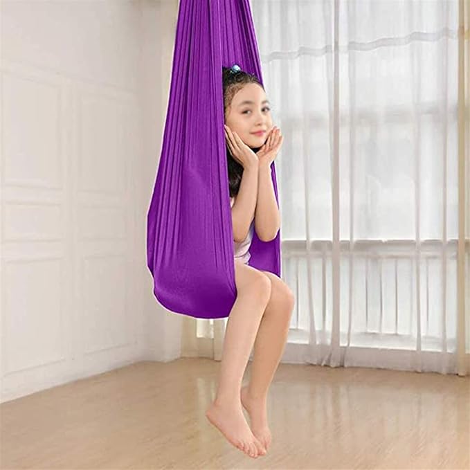 Indoor Adjustable Therapy Swing for Kids Children's Or Adults Sensory Snuggle Cuddle Hammock Swings with Special Needs Has Calming Effect On Child (Color : Purple, Size : 100 x 280 cm)