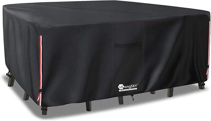 Outdoor Furniture Covers Waterproof,600D Heavy Duty Patio Cover for 5 PCS Sets Sectional Sofa Couch Dining Rocking Swivel Chairs Ottomans Coffee Table,76L x 54W x 28H inch Black