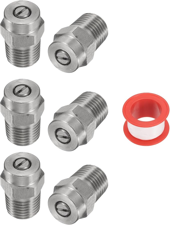 uxcell 6 Pcs Pressure Washer Tip 1/4" Male NPT Threaded Spray Nozzles Stainless Steel for Water Gun Water Broom and Undercarriage Cleaner (25 Degree, 1.236mm Orifice)