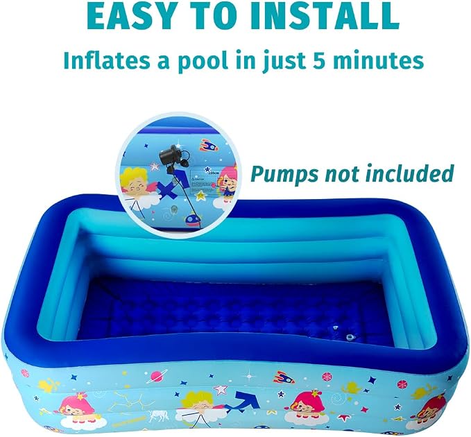 Seasons Inflatable Pool for Kids 70"x45"x20" PVC Thickened Swimming Pool for Summer Garden & Outdoor Backyard Water Parties