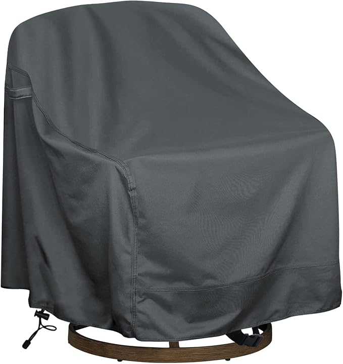 Outdoor Swivel Lounge Chair Cover 1 Pack, Fits to (30" W X 34" D X 38.5" H) Lawn Patio Chairs, 420D Tear-Resistant, UV Resistant, Waterproof for Furniture Covers, Gray