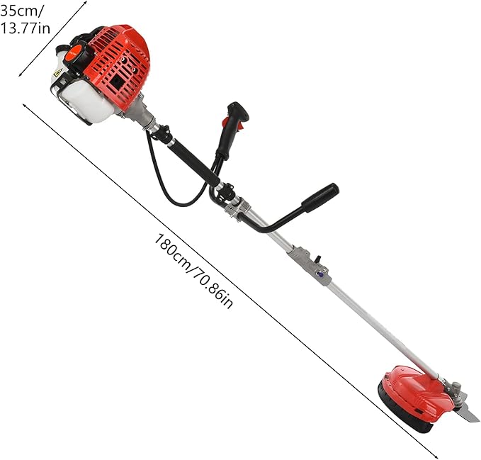 Weed Wacker 10.6inch Cordless String Trimmer, Gas Powered Edger Trimmer Lawn Tool with Strap, 8500rpm 52cc Grass Trimmer Powerful Lawn Mower with Heavy Duty Metal Blade, Gift for Gardener Red