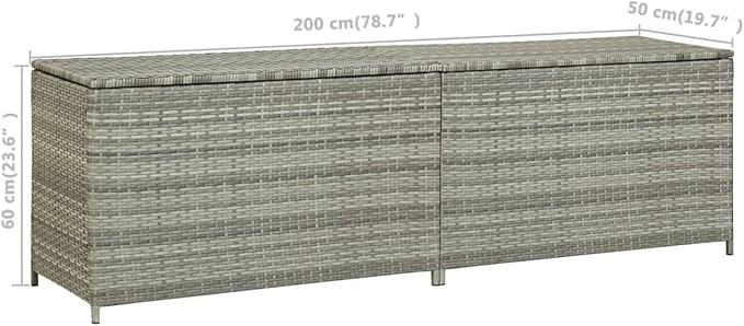 BaraSh Patio Storage Box Deck Storage Box Outdoor Storage Cabinet Waterproof Storage Containers Storage Outdoor Poly Rattan 78.7"x19.6"x23.6" Gray