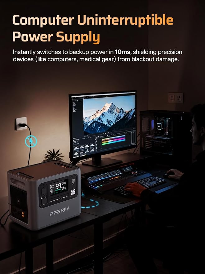 AFERIY 4096Wh Portable Power Station,P280 with 1 Extra Battery,120V 2800W Expandable Capacity LiFePO4 Battery Backup,Solar Generator for Home Use,Outdoor Camping,Power Outage,Camping,RV,Emergencies