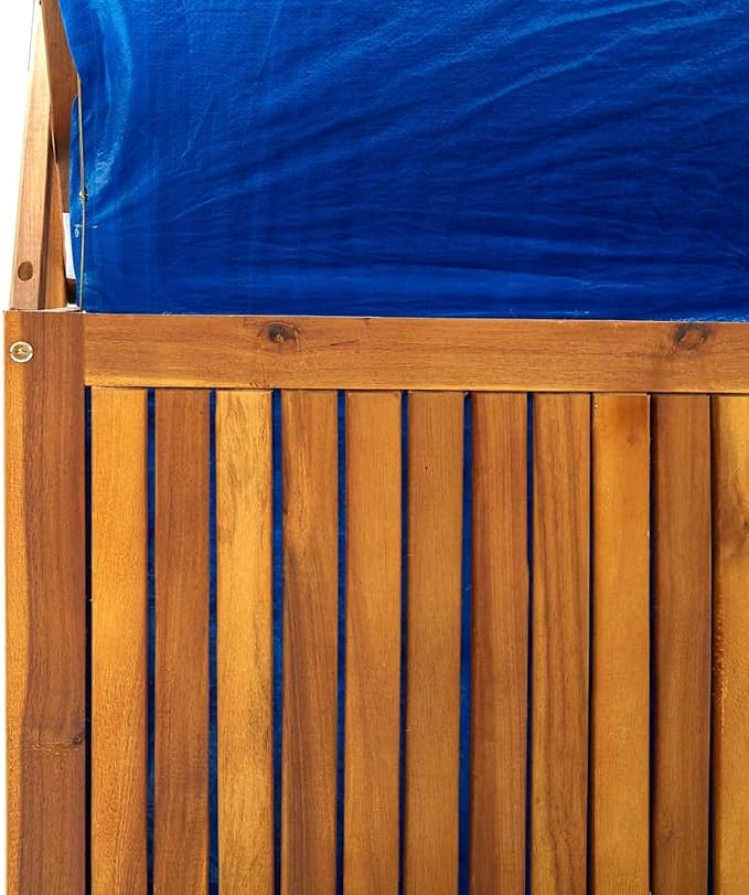Wooden Storage Box with Trellis, Outdoor Storage Deck Box with Trellis,Patio Cabinet with Inner Bag, Storage Chest, 39"x19.7"x63" Solid Wood Acacia
