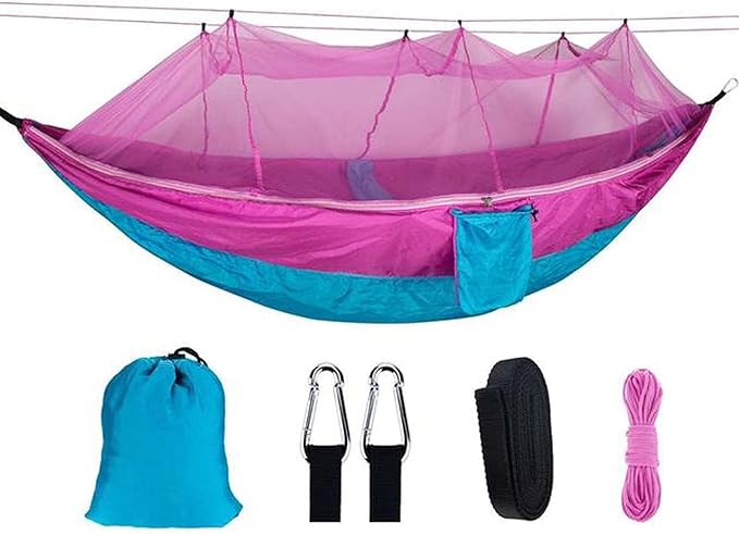 Hammocks for Camping, Portable Hammock for Trees, 2 Person Hammock, Lightweight Hammock with Tree Straps and D-Shape Carabiners, for Outdoor, Indoor