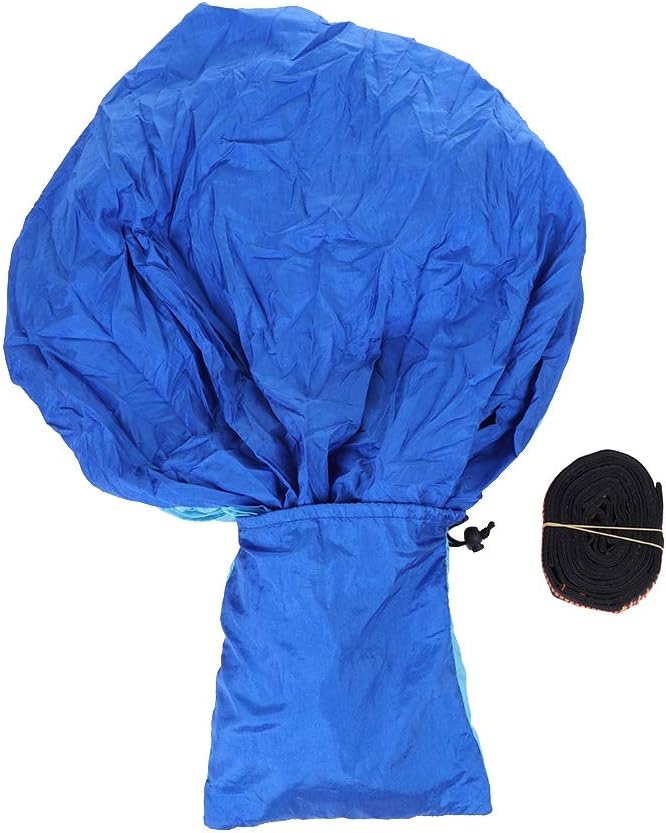 Portable Camping Travel Single Hammock, Lightweight Hanging Bed with Tree Straps and Metal Buckles, Durable Nylon Hammock for Outdoor Backpacking Hiking Beach (Matching Tree with Sky Blue and Blue)
