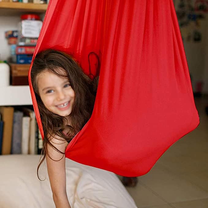 Elastic Children's Yoga Hammock Indoor Sensory Swing Cuddle Therapy Autism ADHD for Kids Or Adults Elastic Wrapped Stable Seat 440lbs (Size : 150 x 280 cm)