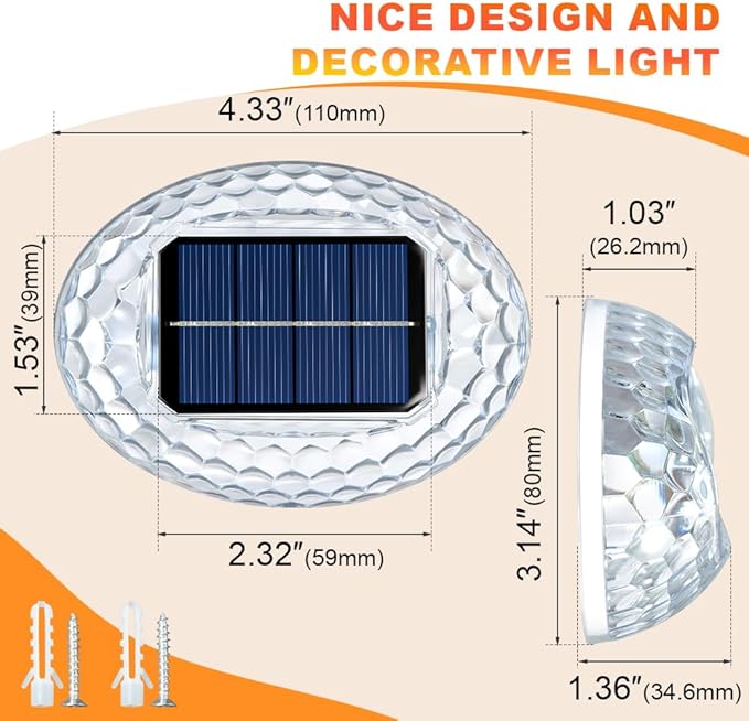 Solar Atmosphere Solar Lights for Outside, IPX4 Waterproof Decor Light for Backyard/Railing/Step/Patio/Stair Railings and Wall (6 Pack)