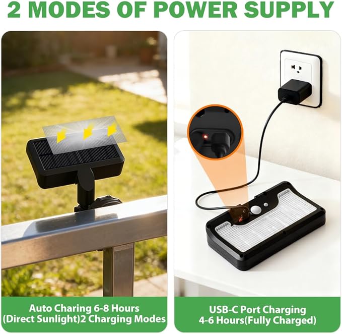 Solar Motion Sensor Light, 2-in-1 Magnetic & Adhesive Mount, 600LM Bright, 3 Modes, IP65 Waterproof, 1500mAh, Adjustable Angle, Easy No-Drill Installation for Outdoor/Indoor (Fence, Wall, Glass)