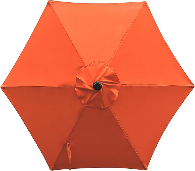 7.5 Ft Patio Umbrella with Crank Weather Resistant Outdoor Umbrella Durable 6 Sturdy Steel Ribs Outdoor Market Umbrella for Deck Garden Pool Yard Cafe, Orange