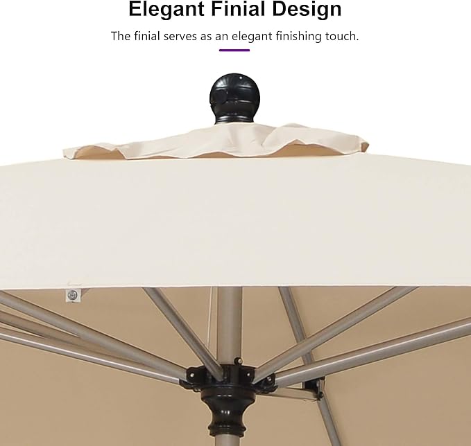 PURPLE LEAF 6' x 6' Square Patio Umbrella with Tilt Adjustment, Outdoor Table Umbrella Champagne Aluminum Frame, Market Umbrella Pool Umbrella for Deck Garden, Patio, or Poolside