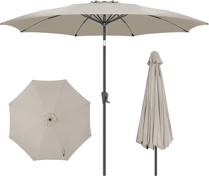 10 FT Outdoor Patio Umbrella - Table Umbrella Waterproof UV Protection, Sombrillas de Patio with Push Button Tilt, Sun Umbrella for Pool, Porch, Garden, Deck, Backyard (Taupe)