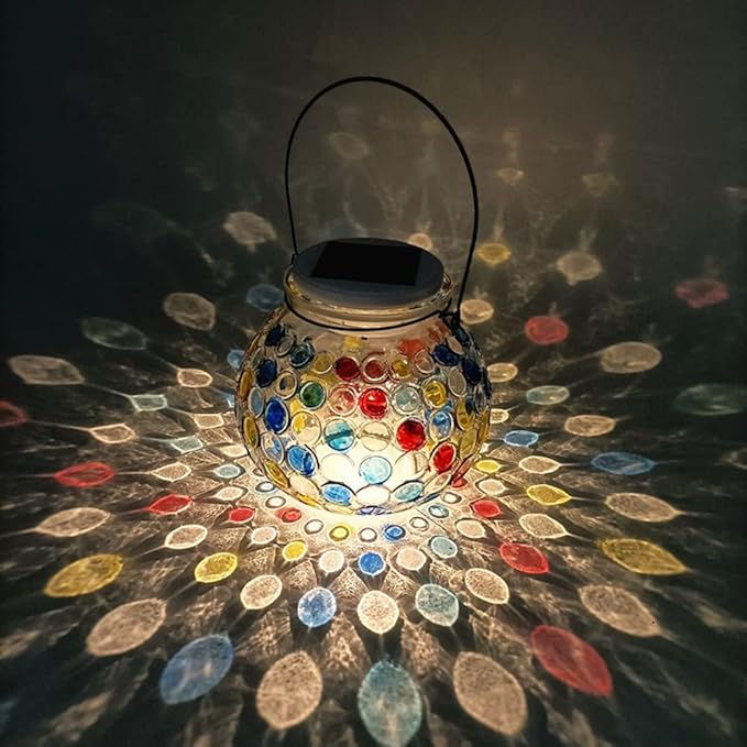 Color Changing Solar Powered Mosaic Glass Ball Light, IP65 Waterproof Garden Outdoor Table Lamps, Decorative Night Light for Patio, Yard, Room & Ideal Gift for Women/Girls