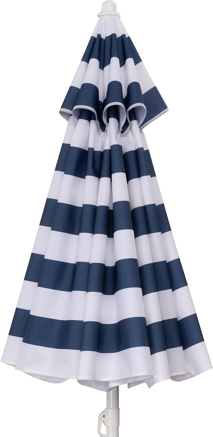 PICNIC TIME 5.5 Ft Portable Beach Umbrella, Lightweight UV Protection Sunshade with Tilt Pole & Carry Bag, Outdoor Canopy Umbrella for Beach, Sand, Pool, Patio, Camping, Travel, or Backyard Shade, (Blue & White Stripe)