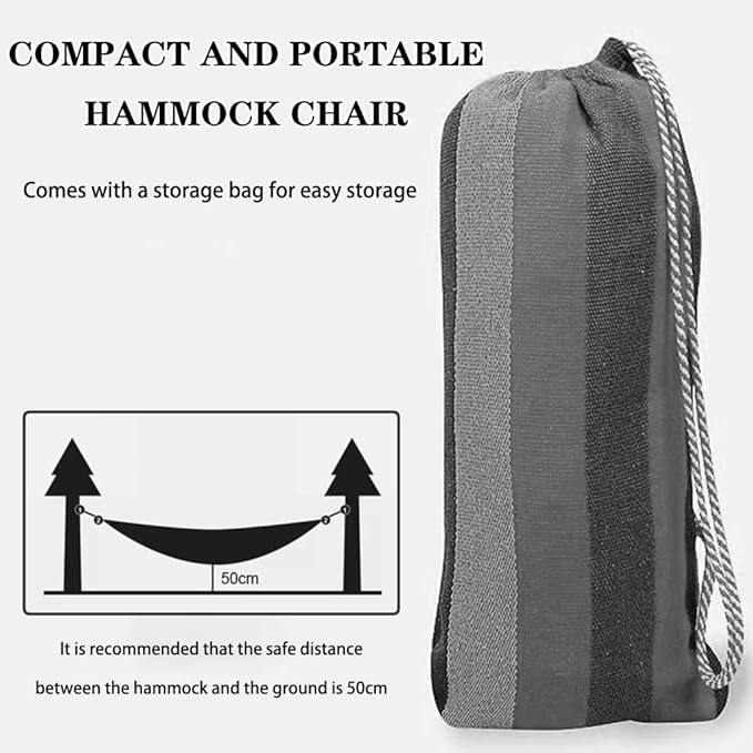 Single Hammock for Garden, Breathable Canvas Hammock Chair with Ropes/carabiners, Rest/Sleep, Load Bearing 250kg/551.2lbs(Blue-Green)