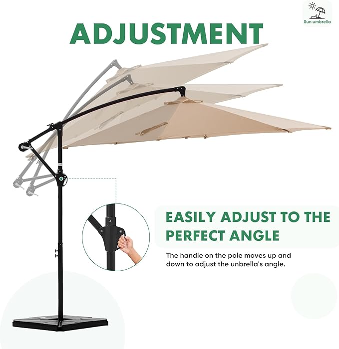NEWBULIG 10FT Patio Umbrella, Offset Cantilever Outdoor Patio Table Umbrella, UV Protection, Fade Resistant Fabric, Easy Tilt Adjustment for Deck, Pool, Backyard, Garden