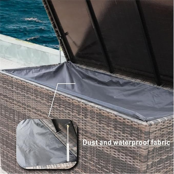 Patio Furniture Durable Aluminum Frame Deck Box in Brown